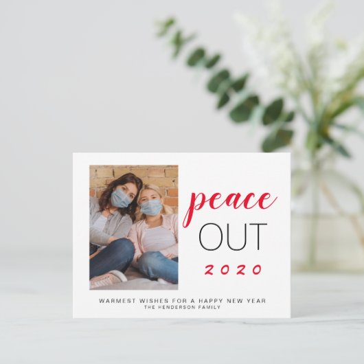 Foto van New Year Peace Out 2020 Feestdagenkaart (Staand voorkant)