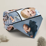 Foto van Newborn Vaderdag Gift Family Collage Stropdas<br><div class="desc">Wat een grote verrassing voor zijn eerste Vaderdag! Deze moderne, trendy familiefilm collage stropdas is perfect voor de trotse vader die van de nieuwe baby wil shows. Geef je een persoonlijke personaliteit met 4 favoriete foto's van je pasgeborene en maak dit een cadeautje dat zeker een glimlach zal brengen op...</div>