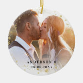 Foto van nieuwigheden goudsneeuwkerst keramisch ornament (Voorkant)