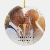 Foto van nieuwigheden goudsneeuwkerst keramisch ornament (Achterkant)