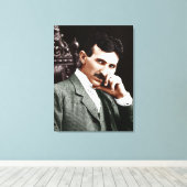 Foto van Nikola Tesla op 40-jarige leeftijd Canvas Afdruk (Insitu (Houten vloer))
