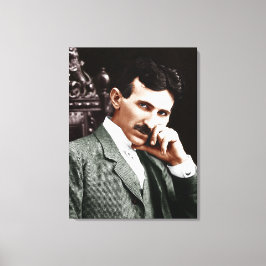 Foto van Nikola Tesla op 40-jarige leeftijd Canvas Afdruk