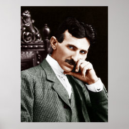 Foto van Nikola Tesla op 40-jarige leeftijd Poster