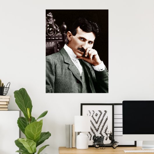 Foto van Nikola Tesla op 40-jarige leeftijd Poster (Thuiskantoor)