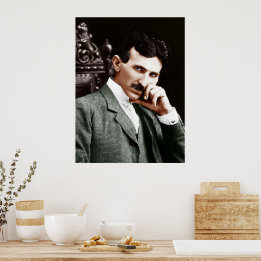 Foto van Nikola Tesla op 40-jarige leeftijd Poster