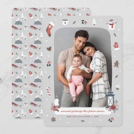 Foto van Nordic Winter Kerstfeestay Feestdagenkaart (Voorkant / Achterkant)