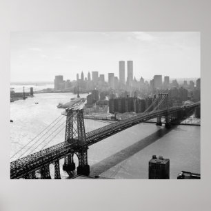 Foto van NYC en de Williamsburg-brug Poster