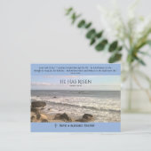 Foto van oceaan met opstanding geschriften Pasen Feestdagenkaart (Staand voorkant)