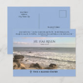 Foto van oceaan met opstanding geschriften Pasen Feestdagenkaart (Voorkant / Achterkant)