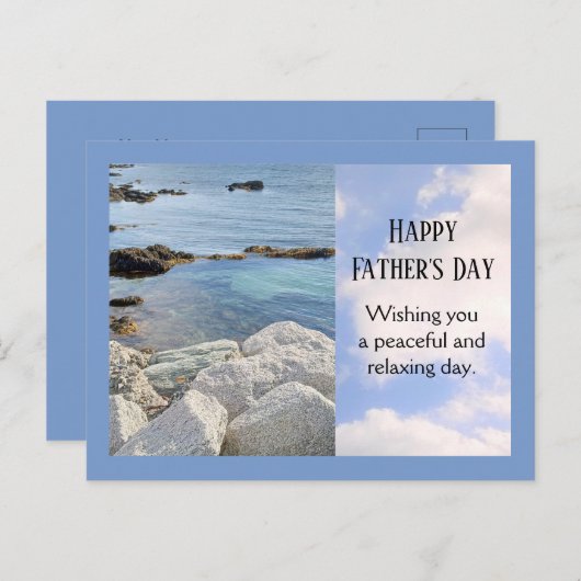 Foto van Ocean and Sky Happy Vaderdag Blue Feestdagenkaart (Voorkant / Achterkant)
