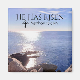 Foto van Ocean Christus is Risen Bible Verse Pasen Magneet