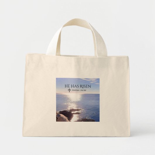 Foto van Ocean Christus is Risen Bible Verse Pasen Mini Tote Bag (Voorkant)