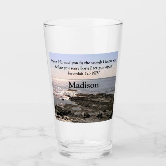 Foto van Ocean met Jeremiah 1:5 God Knew You Glas (Voorkant)