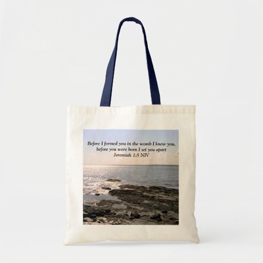 Foto van Ocean met Jeremiah 1:5 God Knew You Tote Bag (Voorkant)