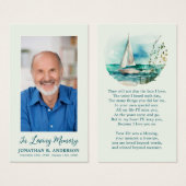 Foto van Ocean Sail Boat Funeral Prayer Kaart (Voorkant /achterkant)
