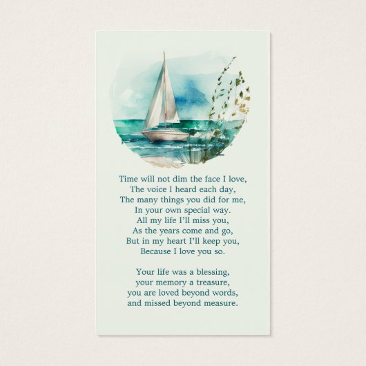 Foto van Ocean Sail Boat Funeral Prayer Kaart (Achterkant)