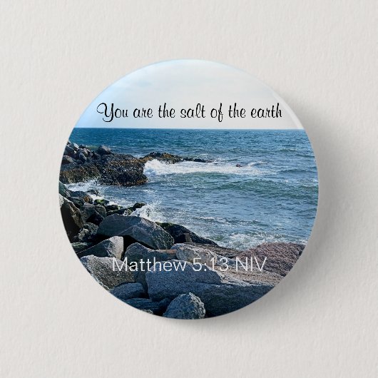 Foto van Ocean Salt van de Earth Bible Verse Ronde Button 5,7 Cm (Voorkant)
