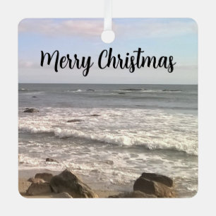 Foto van Ocean Shore Merry Christmas Metalen Ornament