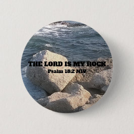 Foto van Ocean The Lord is My Rock Bible Verse Ronde Button 5,7 Cm