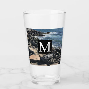 Foto van Ocean Waves and Rocks #1 Pa Blue Glas