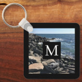 Foto van Ocean Waves and Rocks #1 Pa Blue Sleutelhanger (Voorkant)