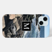Foto van Ocean Waves and Rocks Initiaal Black Case-Mate iPhone Case (Achterkant (horizontaal))