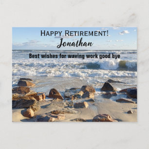 Foto van Ocean Waves Retirement Custom Name Briefkaart