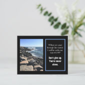 Foto van Ocean With Bible Verse Isaiah 43:2 Black Briefkaart (Staand voorkant)