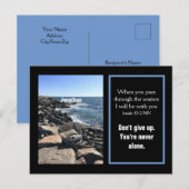 Foto van Ocean With Bible Verse Isaiah 43:2 Black Briefkaart (Voorkant / Achterkant)