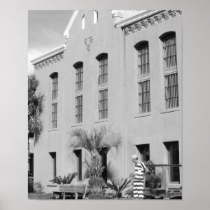 Foto van Old Jail St. Augustine Florida B&W Poster