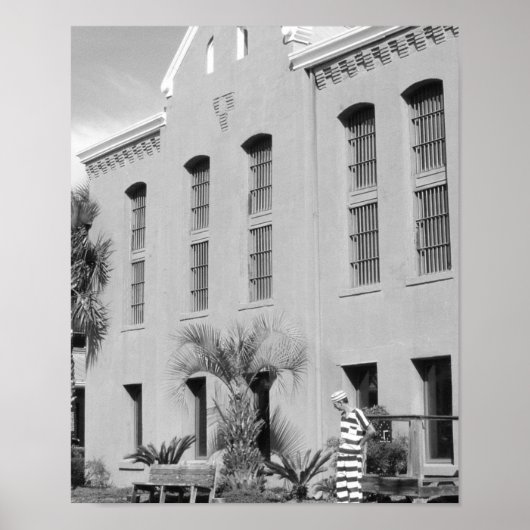 Foto van Old Jail St. Augustine Florida B&W Poster (Voorkant)