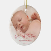 Foto van ons eerste kerstfeest als grootouders keramisch ornament (Rechts)