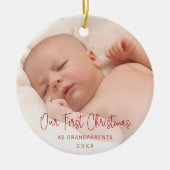 Foto van ons eerste kerstfeest als grootouders keramisch ornament (Voorkant)