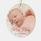 Foto van ons eerste kerstfeest als grootouders keramisch ornament (Links)