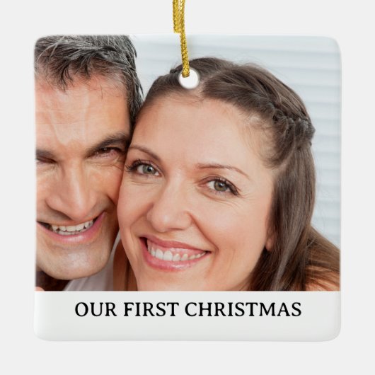 Foto van ons eerste kerstpaar keramisch ornament (Voorkant)