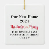 Foto van ons nieuwe Home Elegant Custom Address Keramisch Ornament (Achterkant)