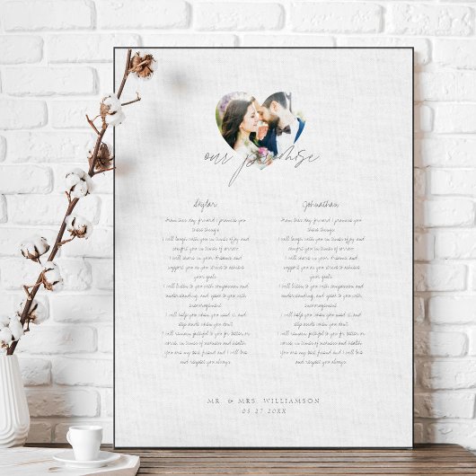 Foto van onze beloofde Passen getrouwd Wedding Vow Canvas Afdruk