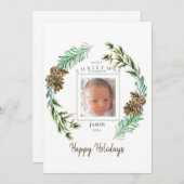 Foto van onze eerste kerst als ouders feestdagenkaart (Voorkant / Achterkant)