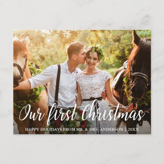 Foto van onze eerste kerstbride Groom Briefkaart (Voorkant)