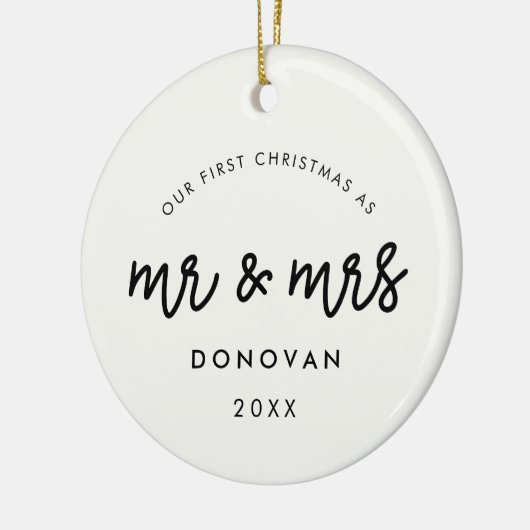 Foto van onze eerste kerstbruiloft keramisch ornament (Links)