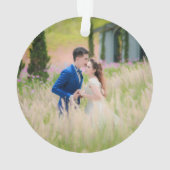 Foto van onze eerste kerstfeestelijke Pas getrouwd Ornament (achterkant)