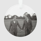 Foto van onze eerste kerstfeestelijke Pas getrouwd Ornament (achterkant)