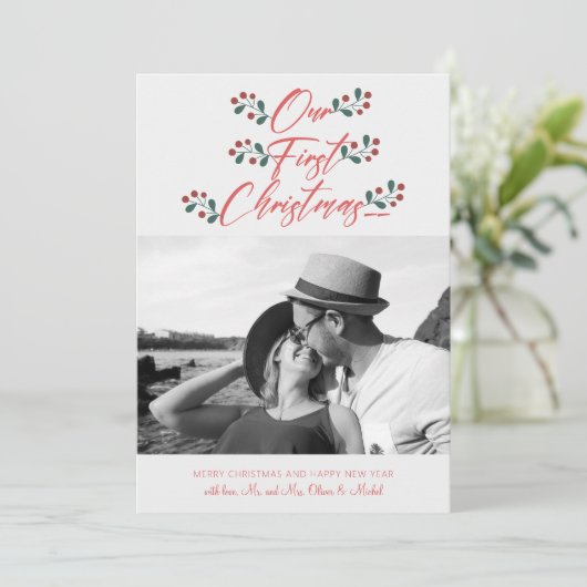 Foto van onze eerste kersthand met briefing voor P Feestdagenkaart (Staand voorkant)