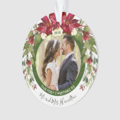 Foto van onze eerste Kerstmis, mevrouw Poinsettia  Ornament (voorkant)