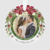 Foto van onze eerste Kerstmis, mevrouw Poinsettia  Ornament (voorkant)