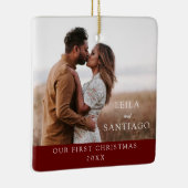 Foto van onze eerste kerstPassen getrouwd Keramisch Ornament (Rechts)