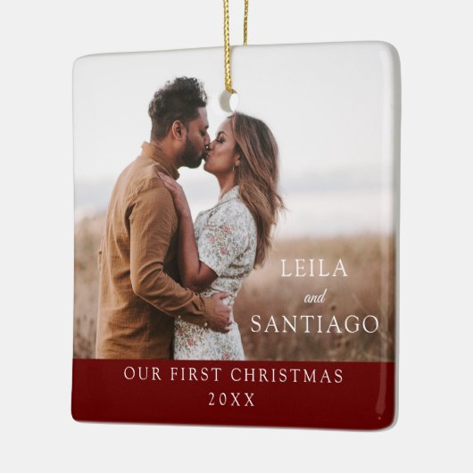 Foto van onze eerste kerstPassen getrouwd Keramisch Ornament (Links)