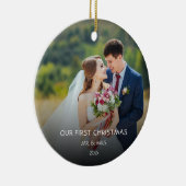 Foto van onze eerste kerstvrouw Faux Marble Ce Keramisch Ornament (Rechts)