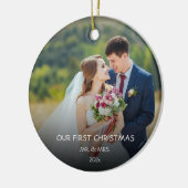 Foto van onze eerste kerstvrouw Faux Marble Ce Keramisch Ornament (Links)