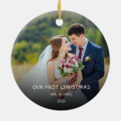 Foto van onze eerste kerstvrouw Faux Marble Ce Keramisch Ornament (Achterkant)